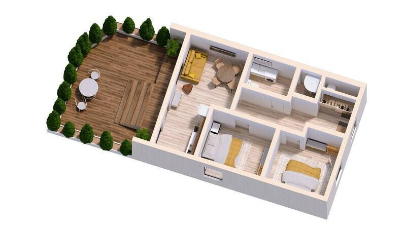 Дом 4-местный (на горе, вид на лес)