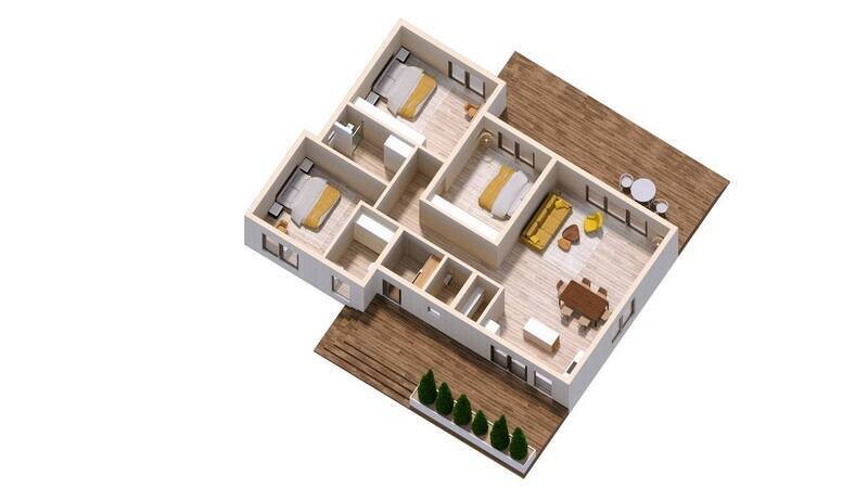 Дом 6-местный (с двумя террасами)