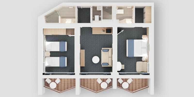 Схема номера Family Suite Sea View 4-местный 3-комнатный