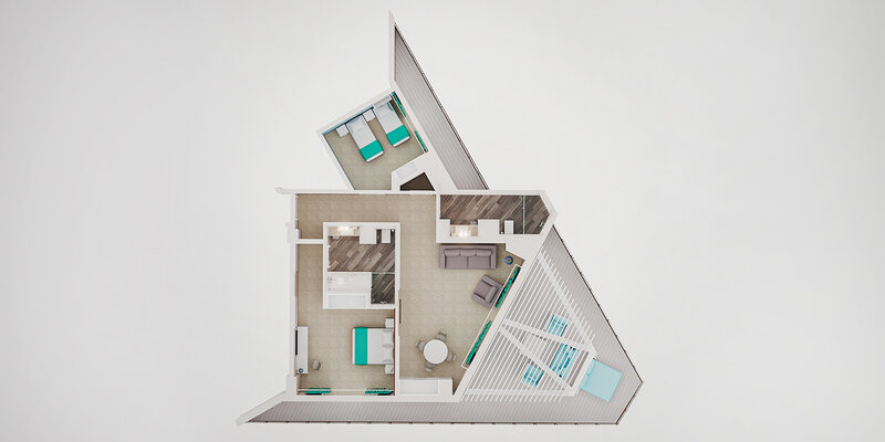 Family Suite Terrasa 4-местный 3-комнатный (схема)