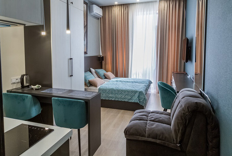 Апартаменты Студио 2-местный 1-комнатный (вид на город АкваDeluxe)