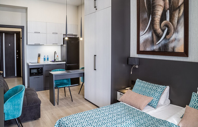 Апартаменты Студио 2-местный 1-комнатный (вид на город АкваDeluxe)