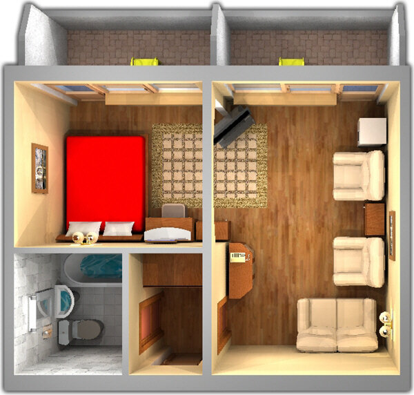 Люкс 1-местный 2-комнатный (корпус № 1)