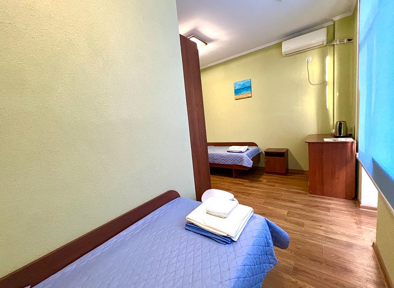 Номер 2-местный 1-комнатный (с односпальными кроватями и балконом, с видом на море )