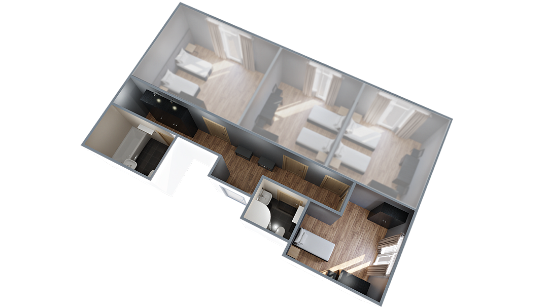 Эконом 2-местный 1-комнатный (в блоке)