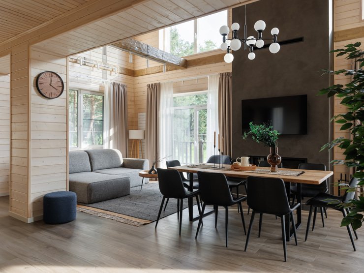 Коттедж 10-местный 2-этажный (с камином)