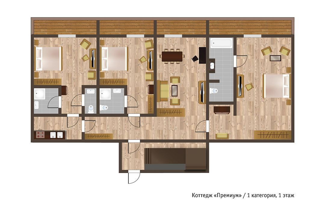 Коттедж Премиум 8-местный 5-комнатный (схема)