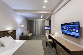 Двухместный люкс c 1 комнатой с видом на город двуспальная кровать, Отель Альфа, Киров