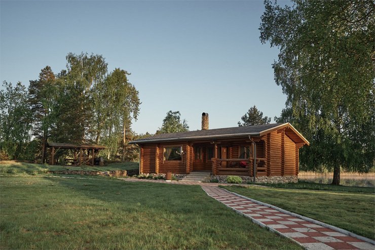 Коттедж 4-местный №3 (Умиротворение и уют: река, камин, сауна)