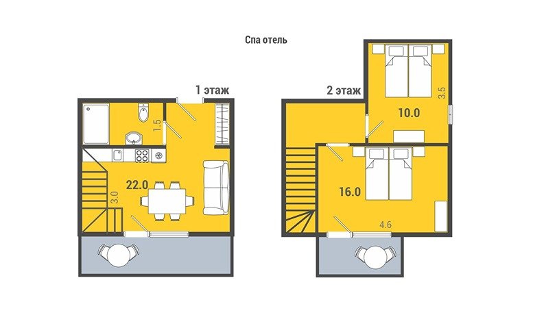 Апартаменты 4-местный 2-комнатный (СПА)