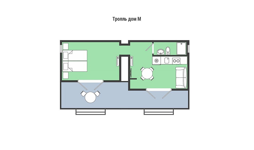 Дом 2-местный 2-комнатный (Тролль-дом M)