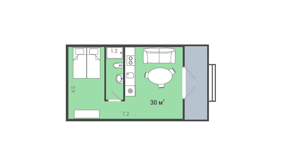 Дом 2-местный 2-комнатный (Тролль-дом S)