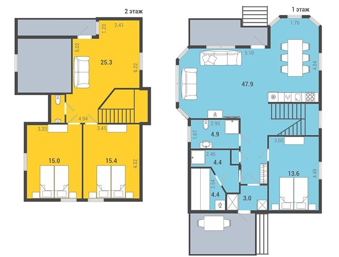 Коттедж 6-местный 3-комнатный (Премиум)