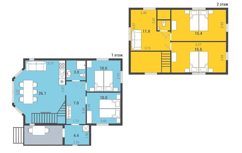 Коттедж 8-местный 4-комнатный (Любимый)