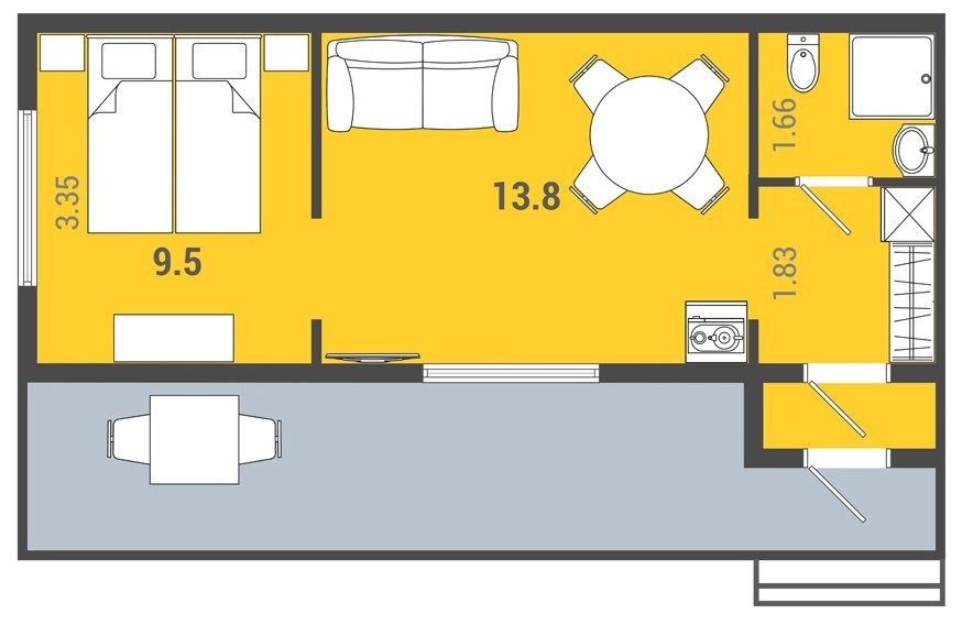 Семейный 2-местный 2-комнатный