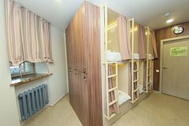 Кровать в общем номере с видом на город, Отель Капсульный Купе, Казань