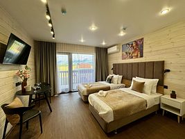 Двухместный номер Superior с балконом и с красивым видом из окна двуспальная кровать, Отель Саянский марал, поселок Аршан