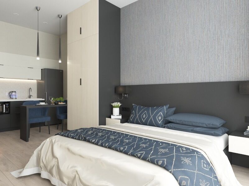 Апартаменты Студио 2-местный 1-комнатный (вид на город АкваDeluxe)