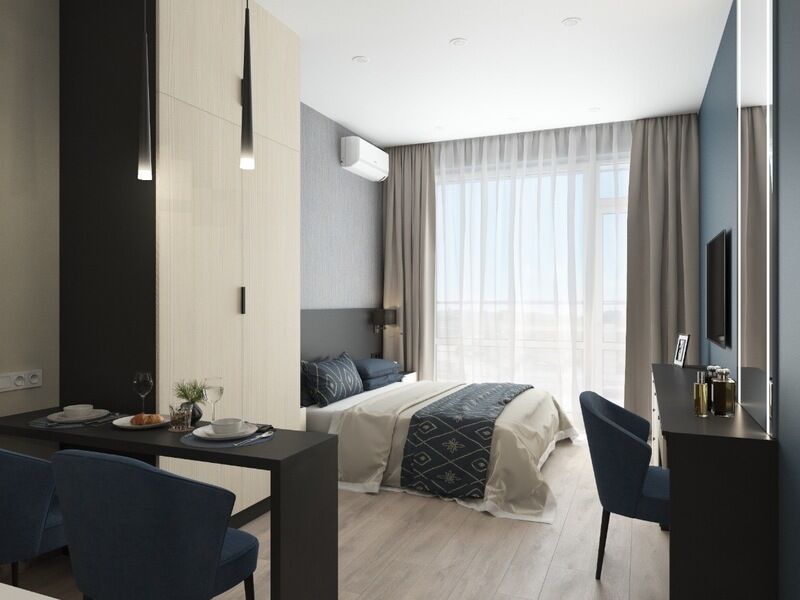 Апартаменты Студио 2-местный 1-комнатный (вид на город АкваDeluxe)